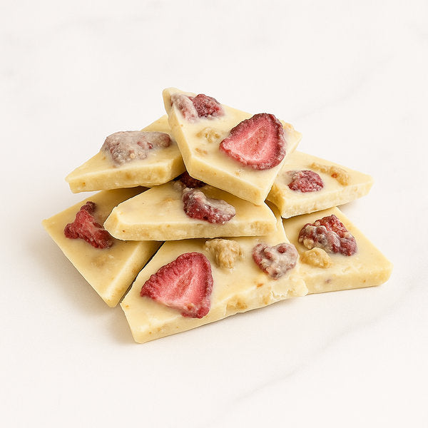 Chocolate Slabs Strawberry Crumble White Chocolate Clement Niel Chocolatier Bangkok Gift Handmade Artisan Near Me Best Chocolate in Bangkok Thailand Artisanal Gourmet Treats