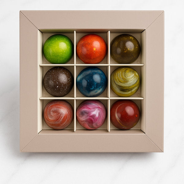 9 pieces chocolates bonbons box Clement Niel Bangkok Gift Handmade Artisan Near Me Best Chocolate in Bangkok Thailand Artisanal Gourmet Treats