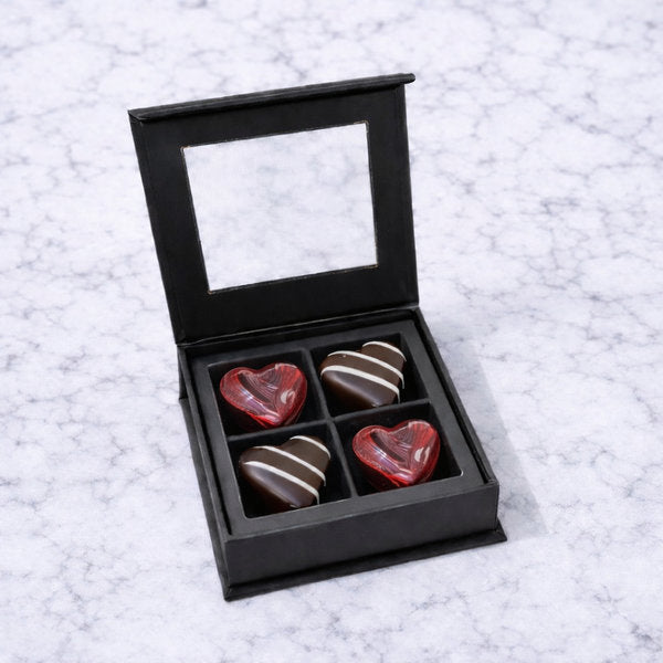 Coeurs Pistachio Kunafa & Vegan Coconut Salted Caramel Bonbons Box 4 Pieces Clement Niel - Chocolatier