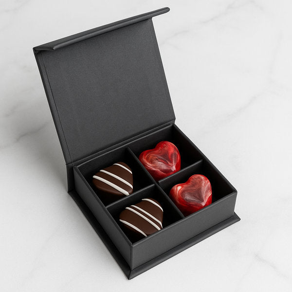 Coeurs Pistachio Kunafa & Vegan Coconut Salted Caramel Bonbons Box 4 Pieces Clement Niel Bangkok Gift Handmade Artisan Near Me Best Chocolate in Bangkok Thailand Artisanal Gourmet Treats