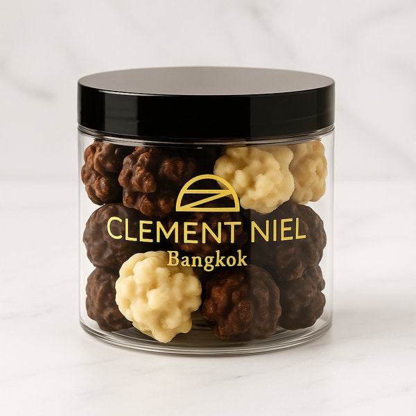 Crunchy Bites Mix Jar 8 Pieces Clement Niel Chocolatier Bangkok Gift Handmade Artisan Near Me Best Chocolate in Bangkok Thailand Artisanal Gourmet Treats